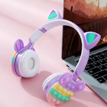 Bubbles Headphone Stress Relief Fidget Toy Headset with LED Cat Ear