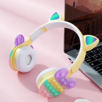 Bubbles Headphone Stress Relief Fidget Toy Headset with LED Cat Ear