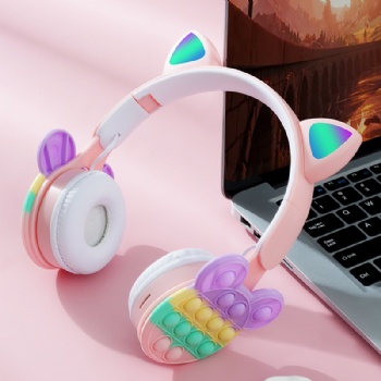 Bubbles Headphone Stress Relief Fidget Toy Headset with LED Cat Ear