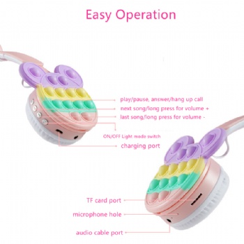 Bubbles Headphone Stress Relief Fidget Toy Headset with LED Cat Ear