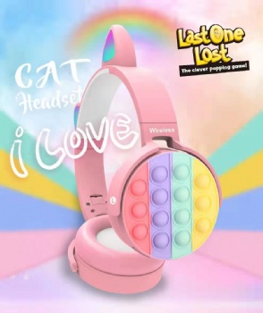 Popping Push it Bubble Cat Ear Bluetooth Headphone CT-950