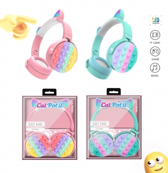 Popping Push it Bubble Cat Ear Bluetooth Headphone CT-950