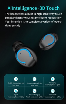 TWS Touch panel digital display mirror bluetooth earphone R12